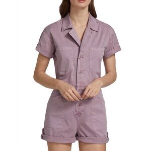 PISTOLA parker denim field suit romper in lilac dust